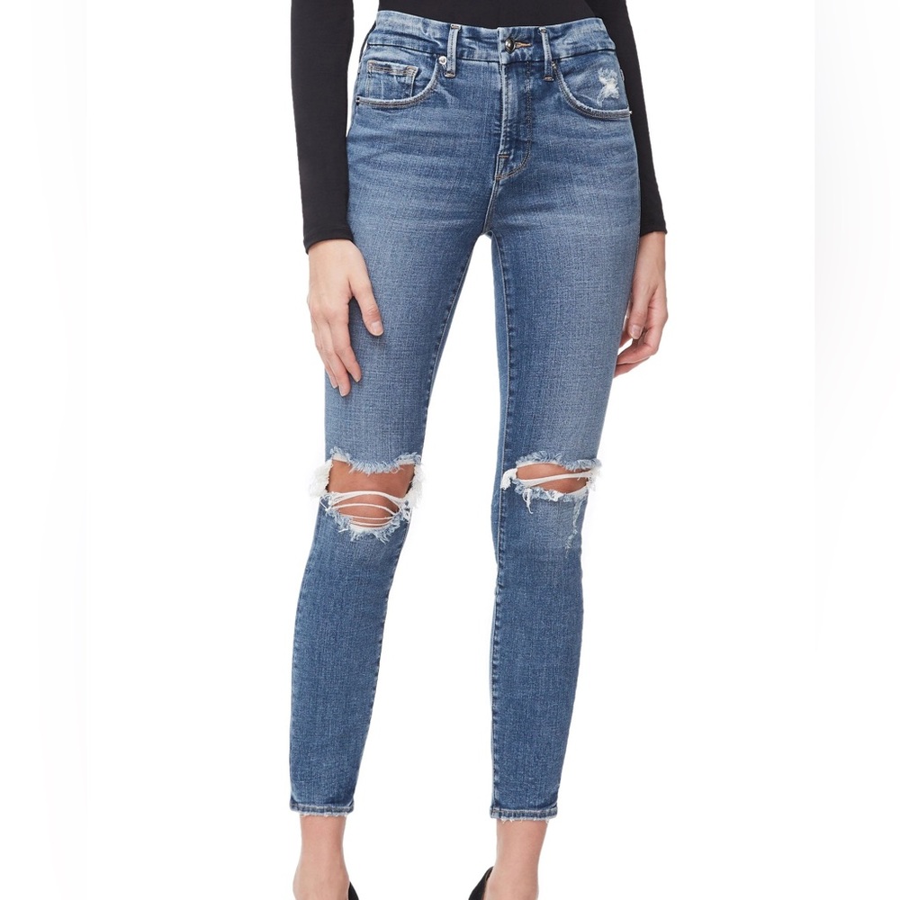 Good American Good Crop Distressed Denim